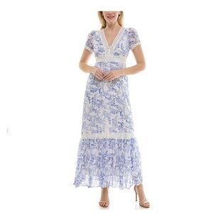 Taylor Tiered V Neck Fit and Flare, Lace Detail